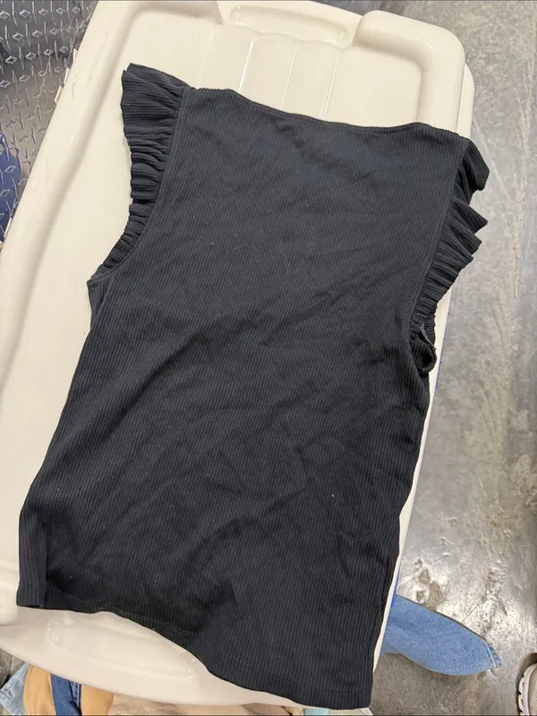J. Crew Black Ribbed Flutter Sleeve Tank - Image 4