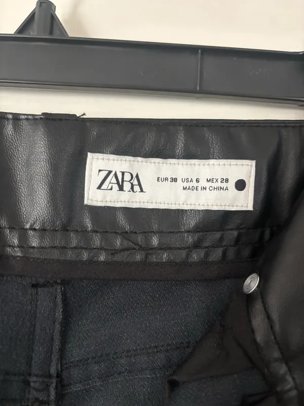 Black ZARA Faux Leather Pants - Image 3