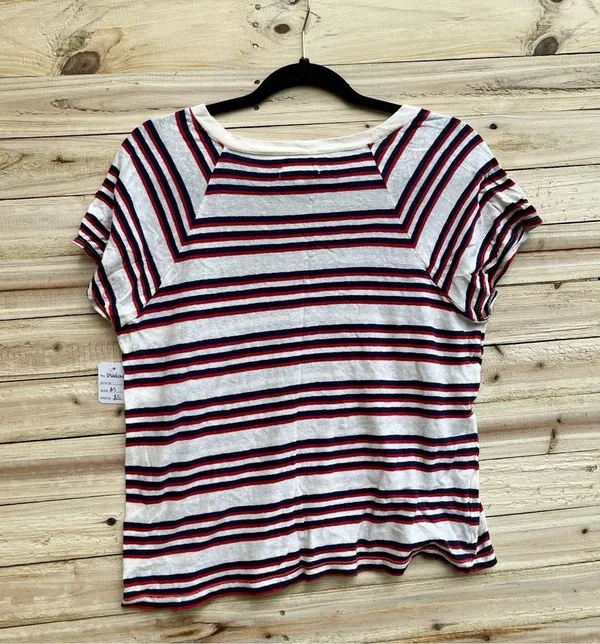 Madewell Striped Puff Sleeve T-Shirt White and Red - Image 2