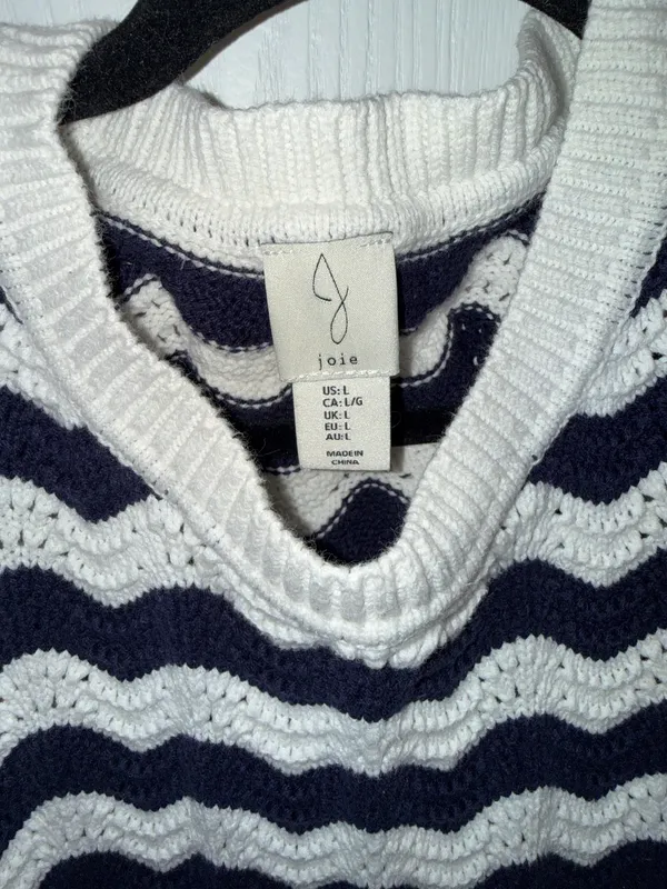 Nordstrom Joie Navy Cream Stripe Crochet Tank - Image 3