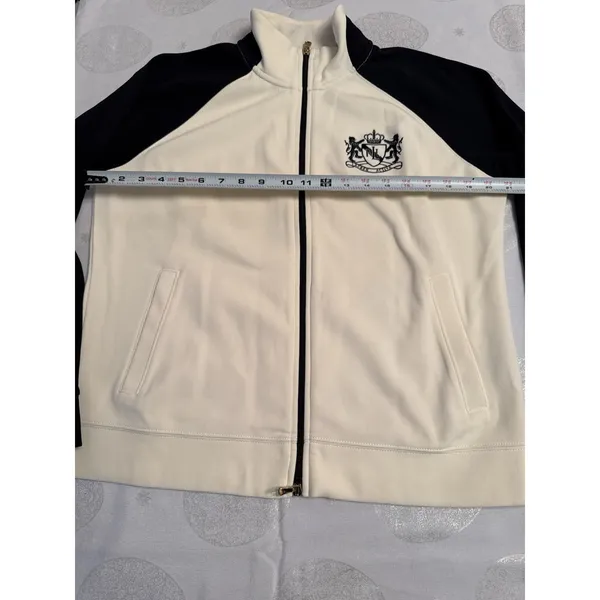 Lauren Ralph Lauren Zip Up Jacket Crest Cream Black Women's Large Ivory - Image 3