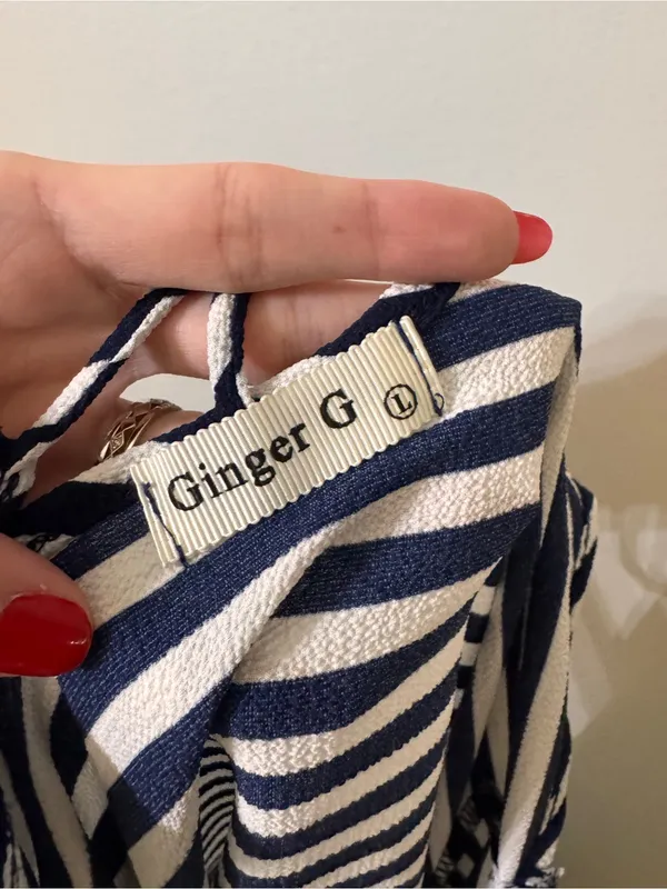 Ginger G Navy White Stripe Strappy Tank Top Large - Image 3