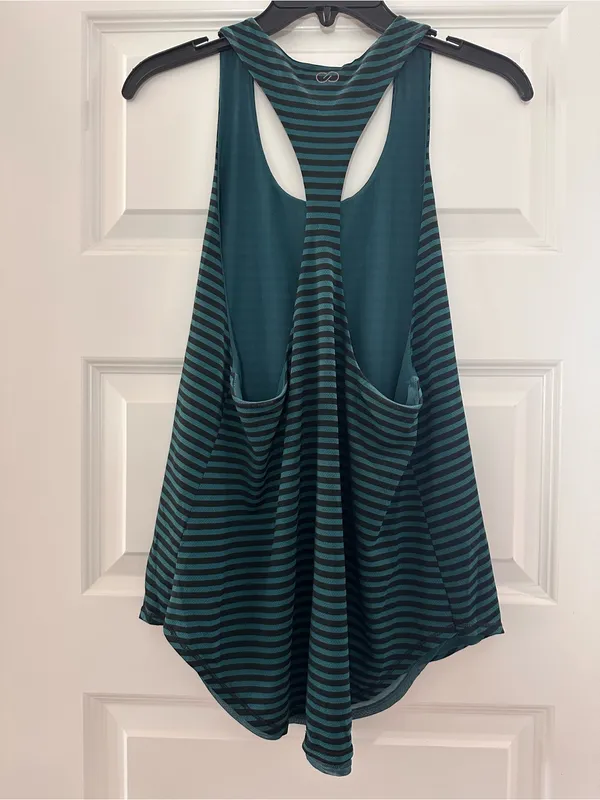 CALIA by Carrie Underwood Teal and Black Striped Racerback Tank - Image 2