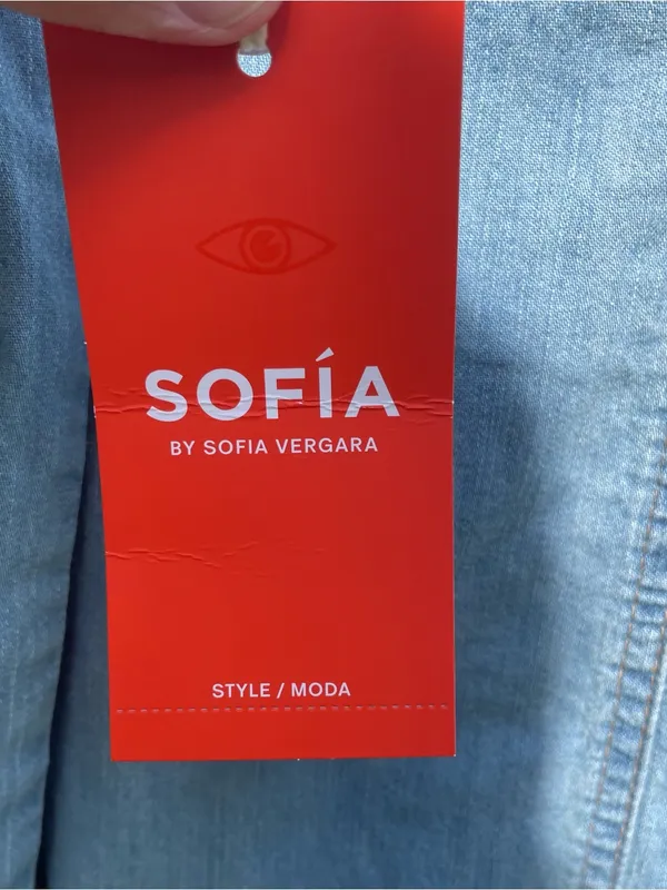 Sofia by Sofia Vergara Oversized BF Shirt Women XS Button Down Med Wash Western - Image 4