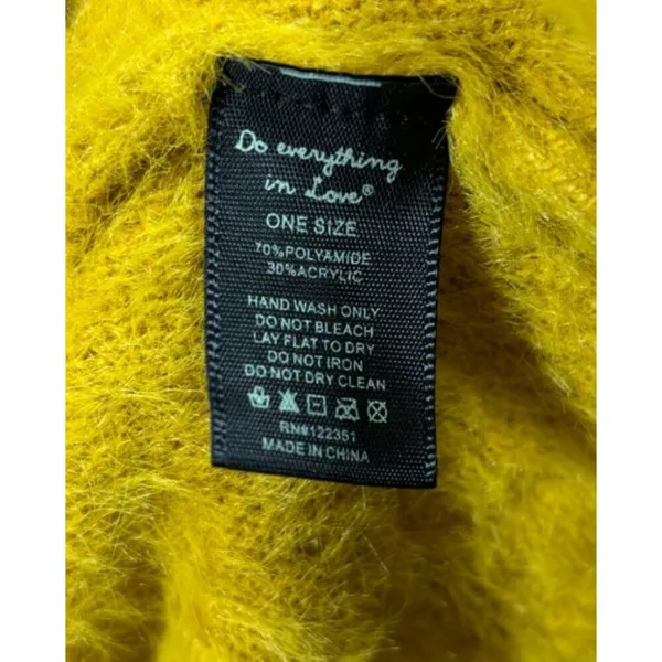 Mustard Fluffy Knit Poncho‎ Sweater Do Everything In Love One Size Fall - Image 4