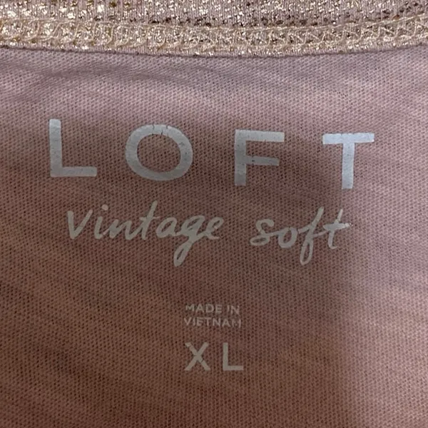 Ann Taylor Loft Women's Bronze Metallic Short Sleeve Pocket Tee T-Shirt Top XL - Image 3