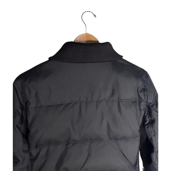 Old Navy Puffer Coat Size Medium Black Side Panels Vintage Down Feather FLAWED - Image 10