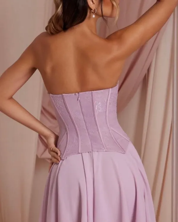 NWT Oh Polly Chloe Strapless Corset Mini Dress Dusty Pink - Image 3