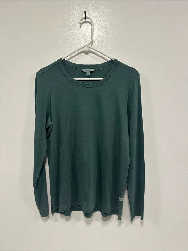 Toad&Co Women's Long-Sleeve organic cotton Crew Tee in Teal Green Size medium - Image 2