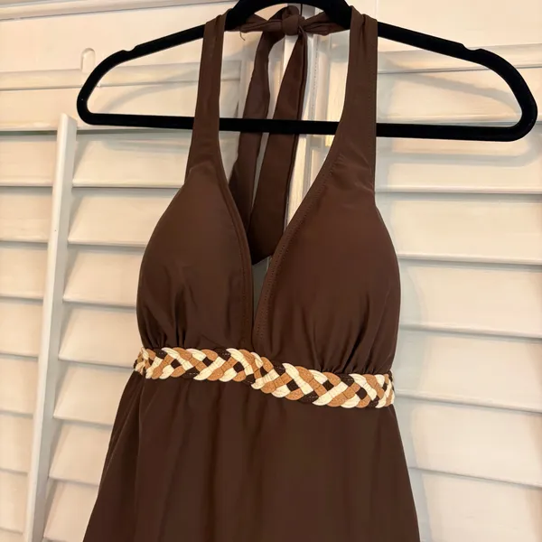 White Stag Brown Braided One Piece‎ Swimsuit Size Large - Image 3