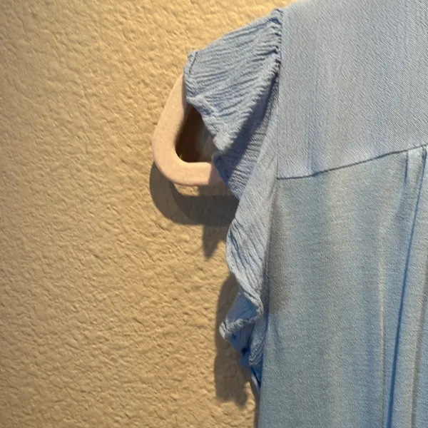 Ann Taylor LOFT Women’s Petite Ruffle Button Mixed Media Top PM Petite Medium - Image 7