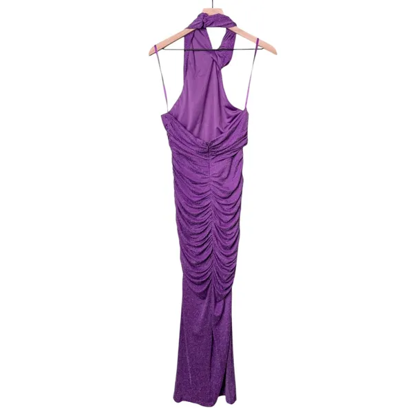 NWT Hello Molly Fabulous Spark Halter Glitter Maxi Dress Purple Women’s Size 8 - Image 6