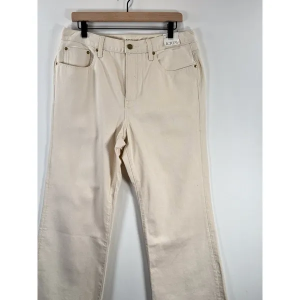NWT J.CREW Womens Jeans Beige Denim Mid Rise Relaxed 84 Kickout Crop Size 30 - Image 6