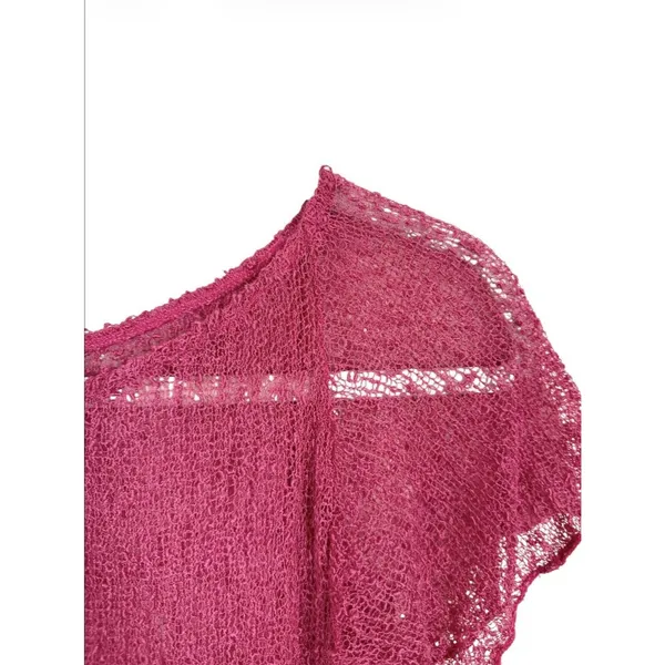 Ambra Maddalena Womens Sz L Pink Frankie Open Knit Sheer Stretchy Top Vintage - Image 4