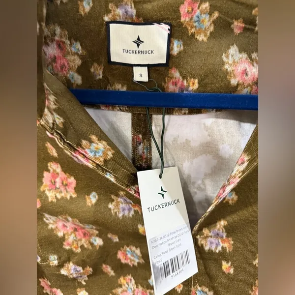 Tuckernuck Hazel Clifton Mini Dress S Brown Floral Corduroy NWT - Image 10