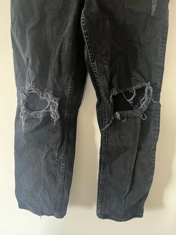 Abercrombie & Fitch Black Distressed Jeans 30 The 90s Straight Ultra High Rise - Image 3