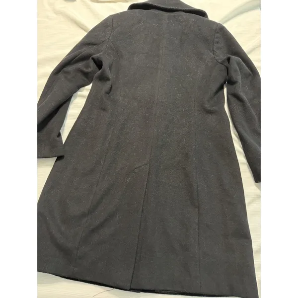 Cole Haan Signature Black Wool Blend Wing‎ Collar Hidden Button Coat Womens 12 - Image 8