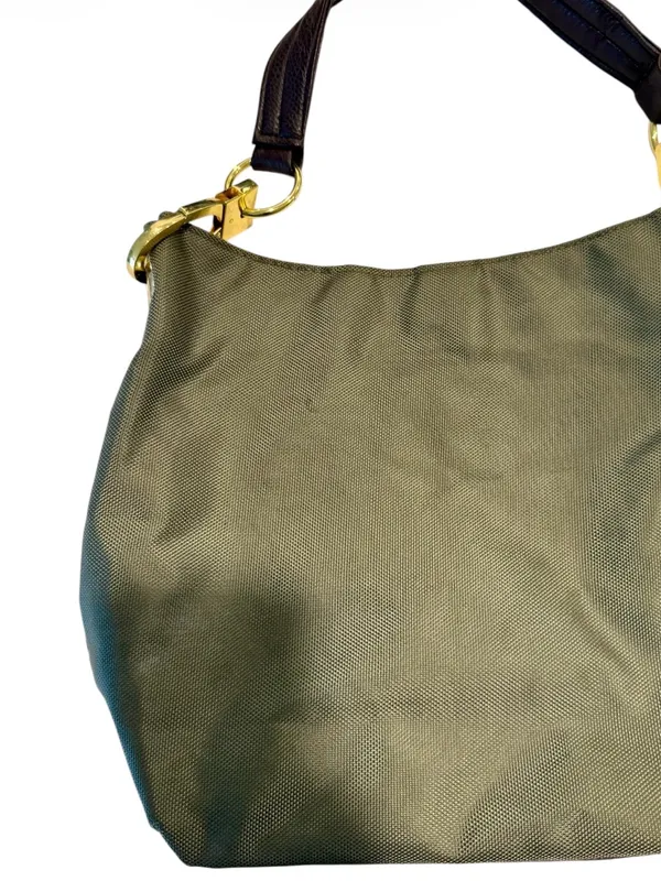 Braciano Olive and Dark Brown Shoulder Bag with Gold Hardware - Image 7