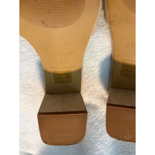 J.Crew‎ Block Heel Slide Sandals Suede Beige Minimalist Neutral Size 11 - Image 7