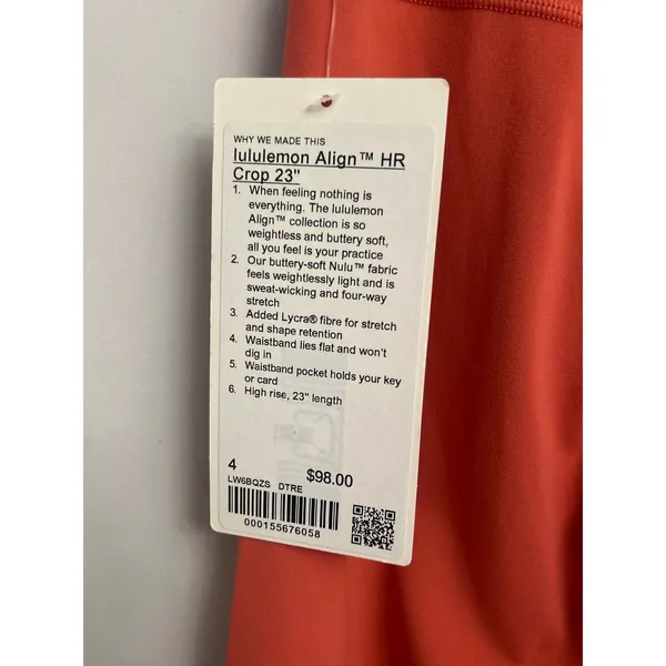 NWT Lululemon Desert Red Align leggings size 4 23” Authentic - Image 6