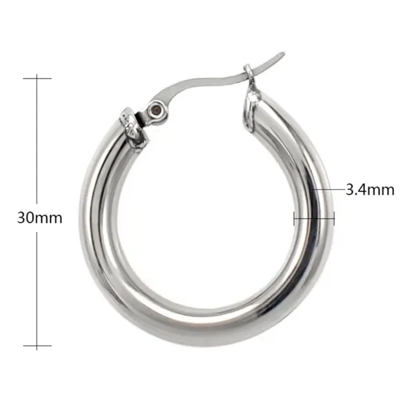 Large Tubular 18k White Gold Filled Hoop Earrings,‎ 30mm - Image 12