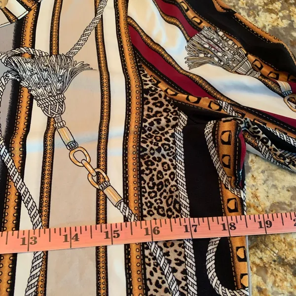 WHBM White House Black Market Size M Liquid Knit Blouse Top Tassels Print - Image 7