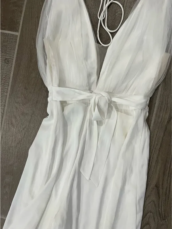 Aakaa White Tulle Jumpsuit - Image 7