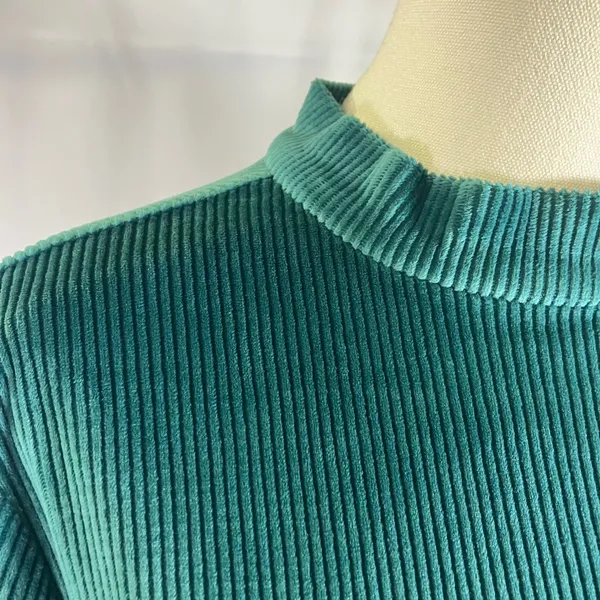 ModCloth Corduroy Ribbed Green Bodycon‎ Midi Dress Mock Neck Women's Size L - Image 2
