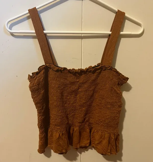 Smocked Crop Top Brown - Image 3