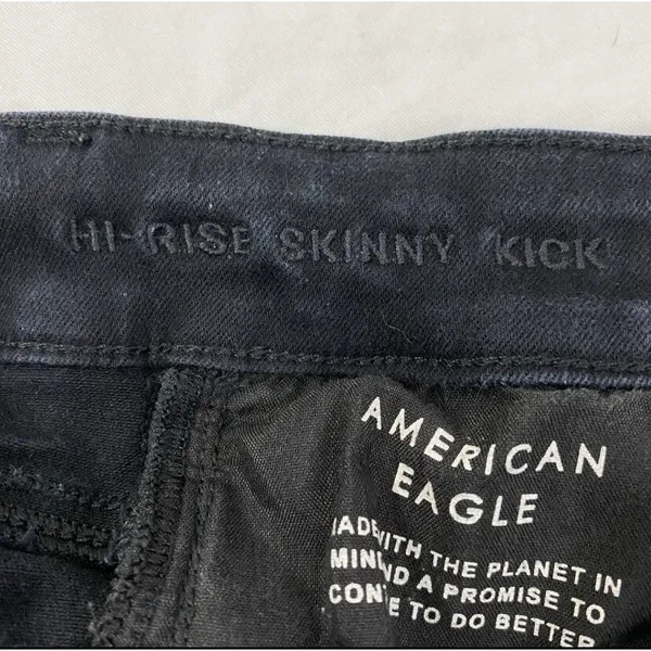American Eagle‎ Flare Jeans Women Black Front Seam Split Hem High Waisted Sz 4 - Image 9