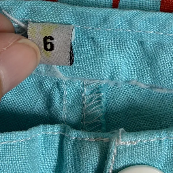 Pete & Greta by Johnny Was Turquoise Linen Cargo Utility Shorts Womens 6 Y2K - Image 3