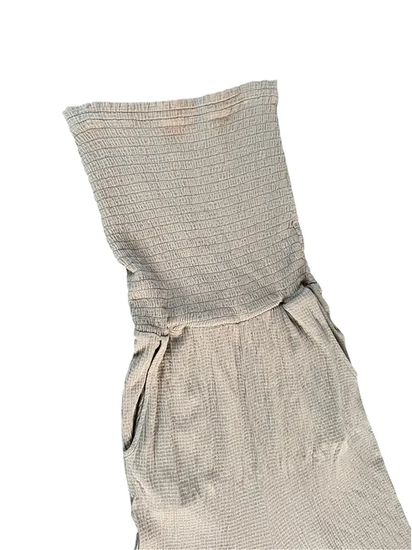 Love Tree Strapless Wide-Leg Jumpsuit in Light Tan - Image 7