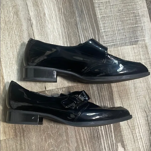 Nine West Shiny Black Loafers‎ with Buckle - Image 3