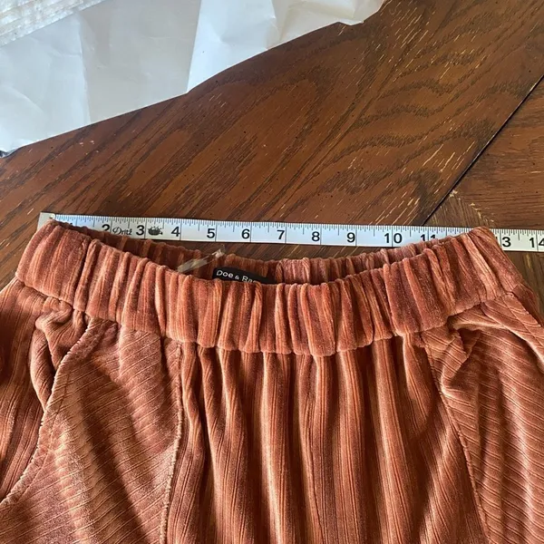 Doe & Rae Corduroy Wide Leg Pants Drawstring Copper - Image 9