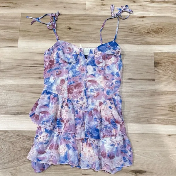 Cider Floral Ruffle Layered Corset Mini Dress Women’s Small - Image 2