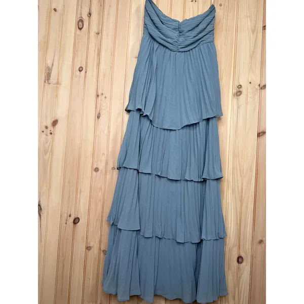 NWT Lulus Seriously Sensational Light Blue Strapless Tiered Maxi Dress Gala Sz L - Image 2