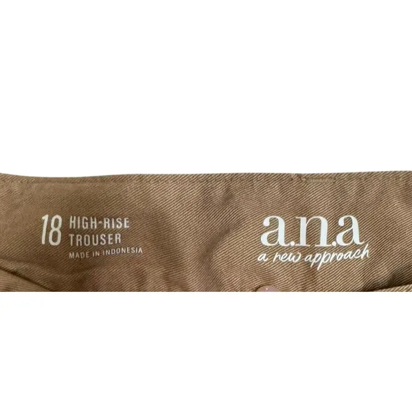 A.n.a Women's Pants Pleated Chino Long Trouser Wide Leg Hi-Rise‎ Tan Sz. 18 NWT - Image 5