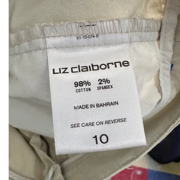 Liz‎ Claiborne Womens Khaki Chino Bermuda Shorts Tan Size 10 Stretch Cotton - Image 4