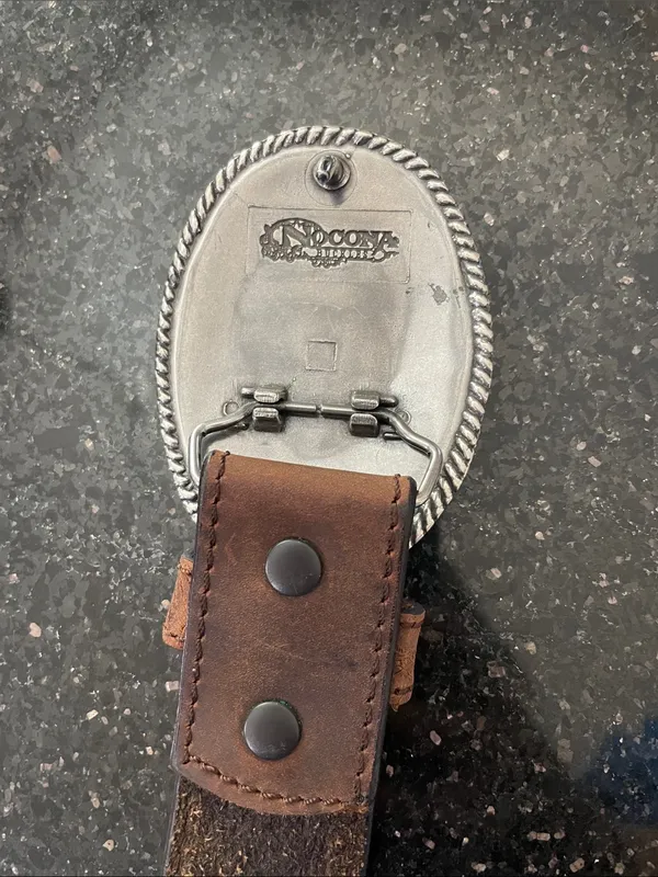 Nocona Western Brown Leather Belt With Silver Floral Buckle - Image 4