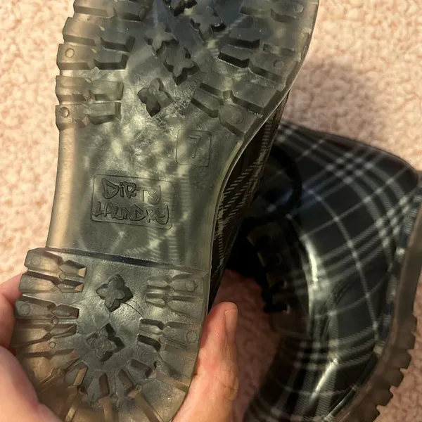 Dirty laundry plastic jelly plaid combat lace up boot 7 - Image 4