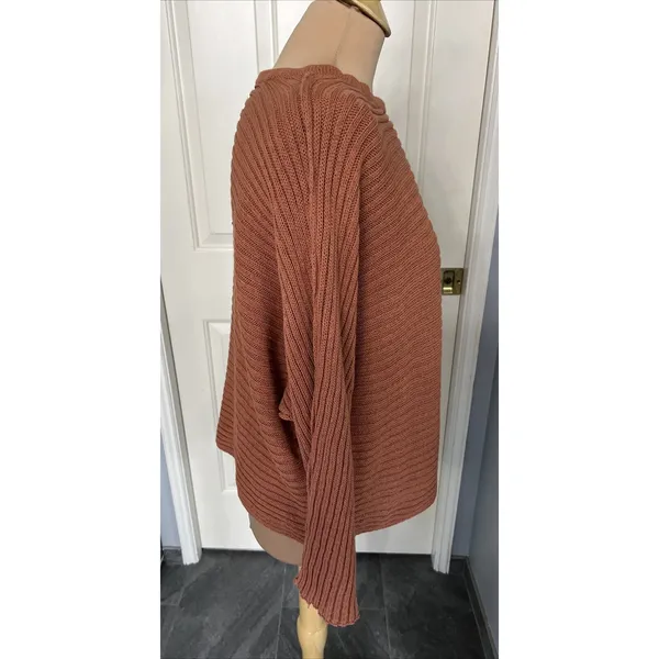 Free People Beach Women's Pullover Sweater Size XS Rust Brown Dolman‎ Ribbed - Image 4