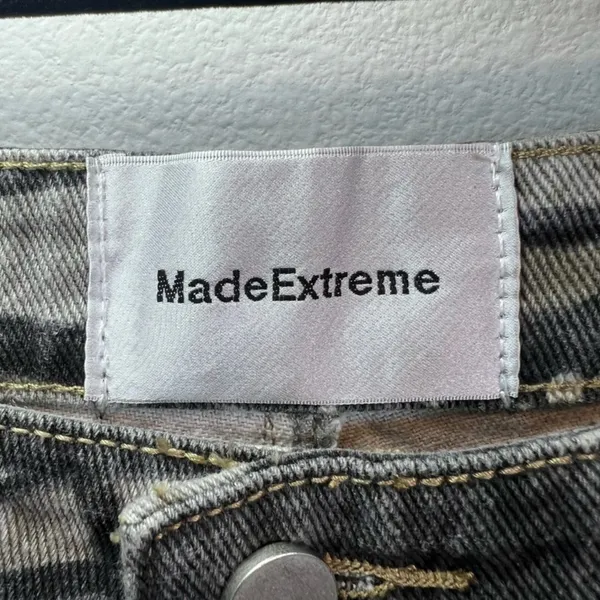 Made Extreme Jungle Camo Cargo Jeans Gray Green Loose Straight Streetwear 33x30" - Image 4