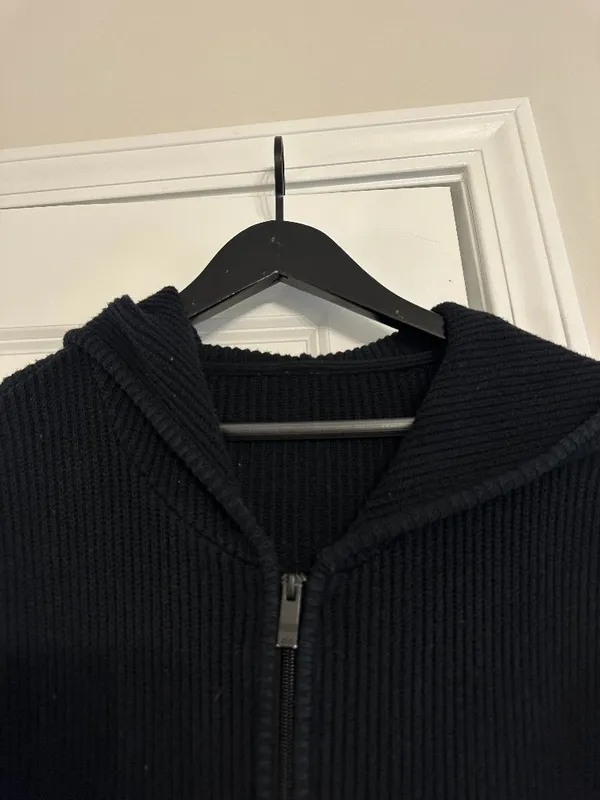 ALO YOGA Domain Rib Knit Full Zip Sweater Top in Black Size Large - Image 5
