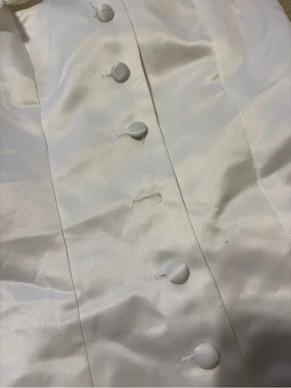 Peppermayo White Bow-Shoulder Button Mini Dress - Image 2
