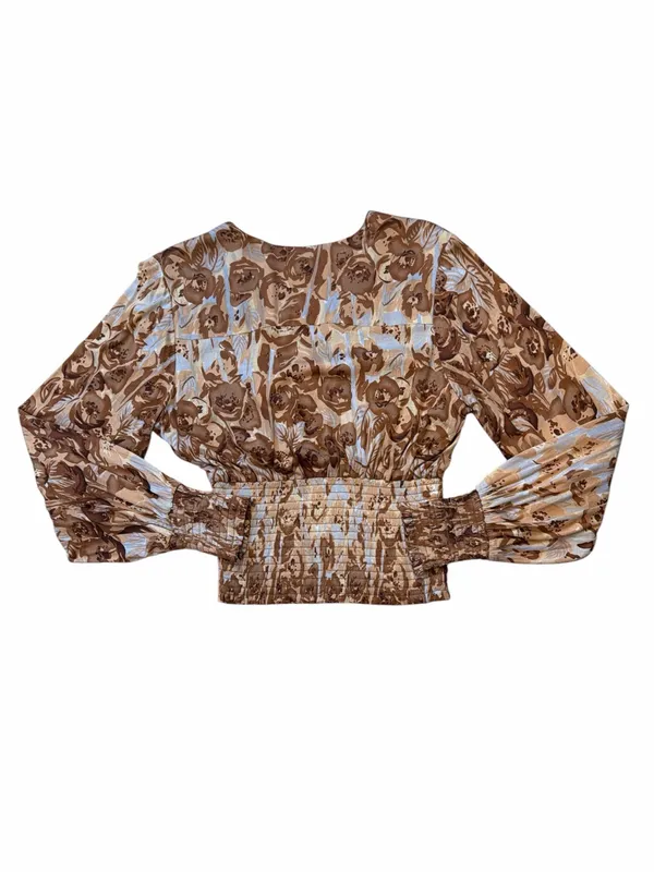 Tiny Anthropologie Valentina Long Sleeve Smocked Waist Blouse - Image 3