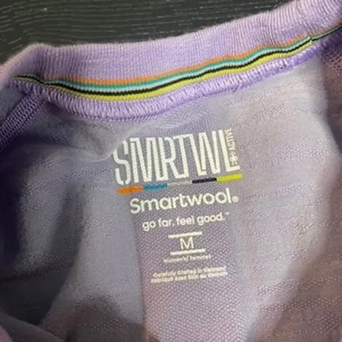 Smartwool Active Mesh Short Sleeve Tee Purple Palm Leaf Merino Wool Womens M - Image 2
