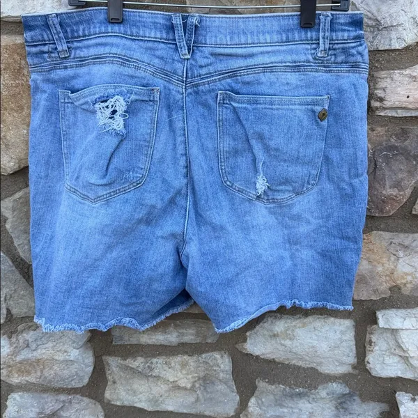Democracy Blue Distressed Jean Shorts size 14 - Image 3