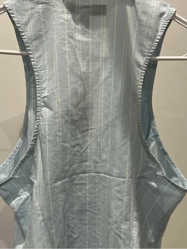 Urban Outfitters Light Blue Pinstripe Sleeveless Button-Down Top - Image 7