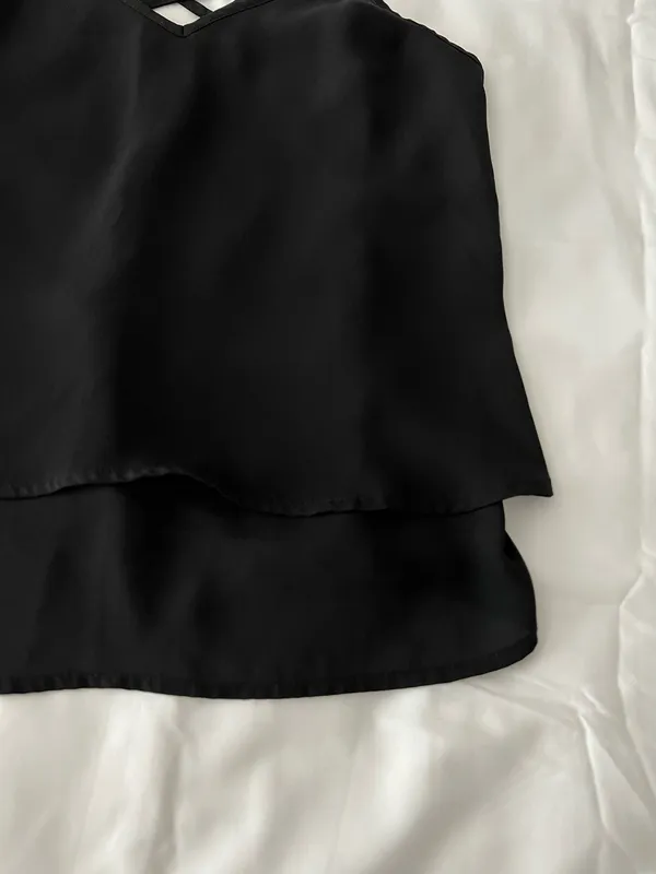Black Layered Flowy Tank - Image 3