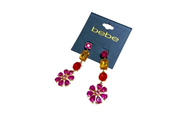 Bebe Sparkling Flower Crystal Rhinestone Floral Dangle  - Image 5
